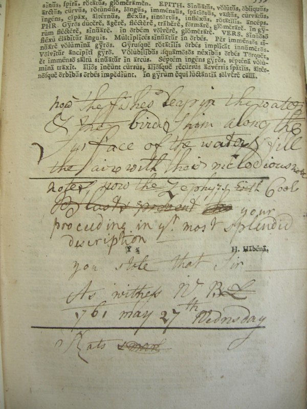 Fig. 1: Becoming a poet and settling accounts on the margins: the Berkeleys’ Gradus ad Parnassum (Centre culturel irlandais, Paris, fonds patrimonial, B 1010).