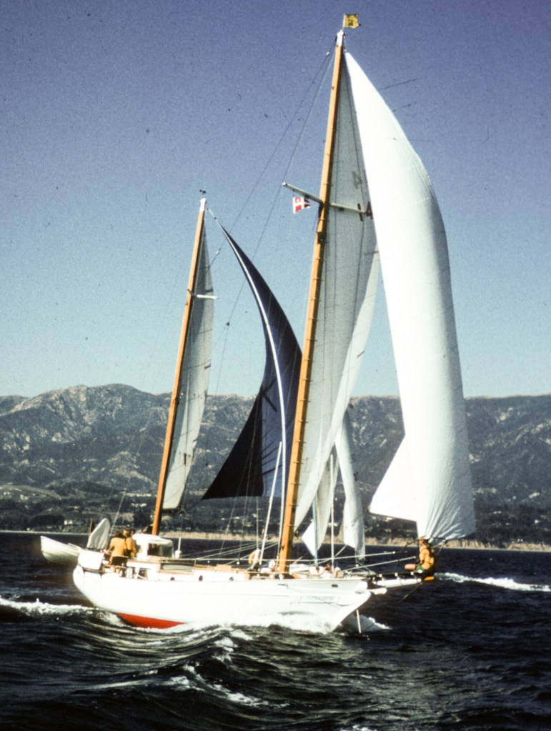 First of 38,000 miles that the Bercaw family sailed in their circumnavigation of the globe aboard the 38-foot ketch Natasha. Photo courtesy of Mary K. Bercaw Edwards.