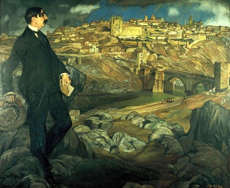 Fig. 7 Ignacio Zuloaga, Portrait of Maurice Barrès before the city of Toledo (1913; Paris, Musée d’Orsay) 203 x 240 cm.