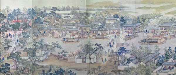 Detail of Prosperous Suzhou by Xu Yang, 1759, showing the bustling urban scene in the Shangtang Street area (Wikimedia Commons)